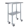 Amgood 18x30 Rolling Prep Table with Stainless Steel Top AMG WT-1830-WHEELS